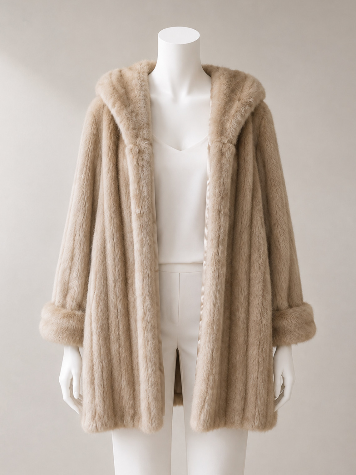 Vintage 90s Alpine Studio Women's Beige/Tan Faux Fur Coat Size S/M Vintage 90s Alpine Studio Women's Beige/Tan Faux Fur Coat Size S/M