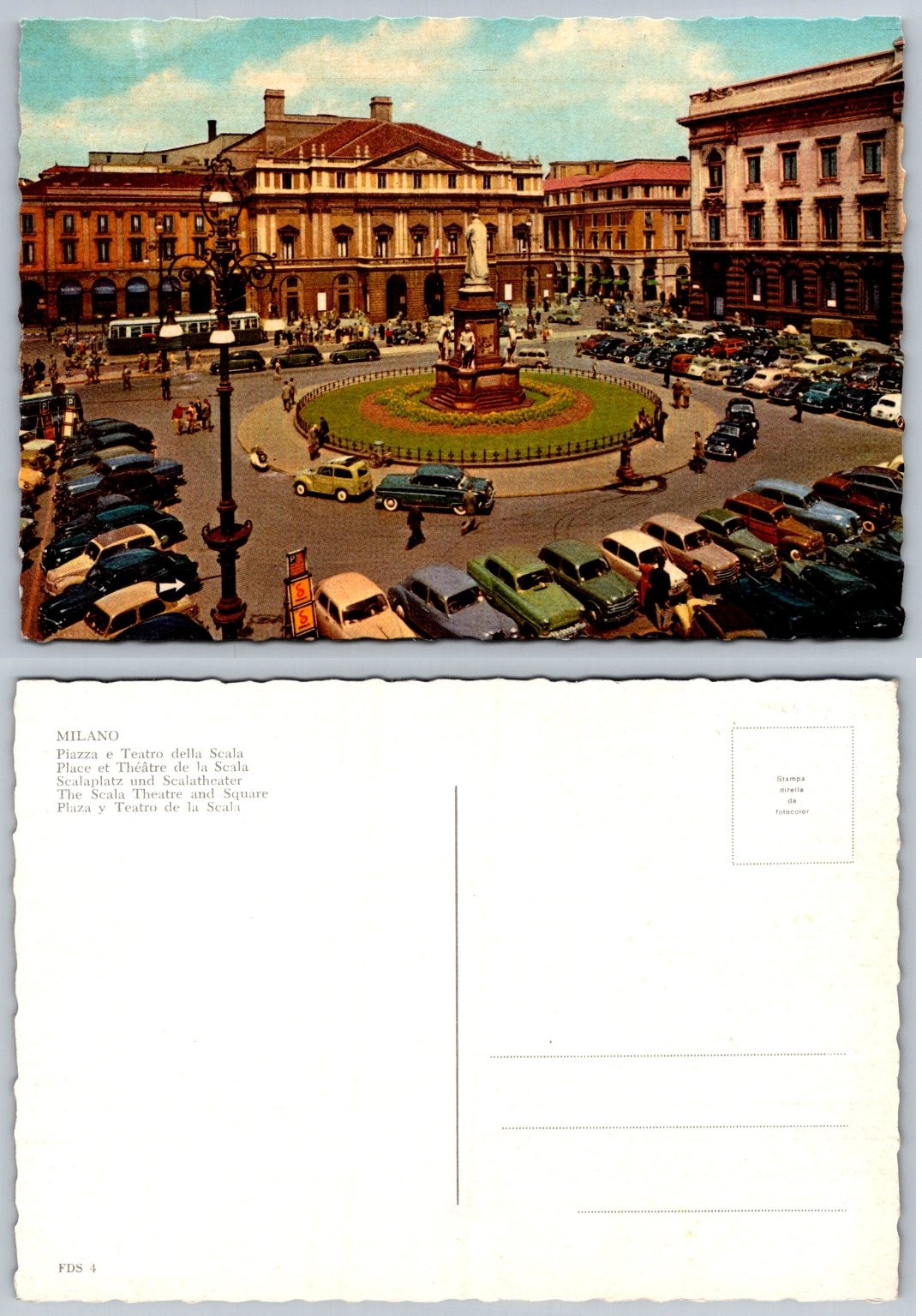 Vintage MILANO Piazza Scala La Scala Theatre Italy Cars 1950s Postcard Vintage MILANO Piazza Scala La Scala Theatre Italy Cars 1950s Postcard