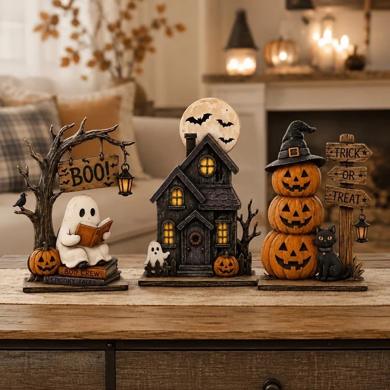 Vintage Halloween Wooden Decor, Ghosts, Black Cats & Pumpkins 🎃👻 Vintage Halloween Wooden Decor, Ghosts, Black Cats & Pumpkins 🎃👻