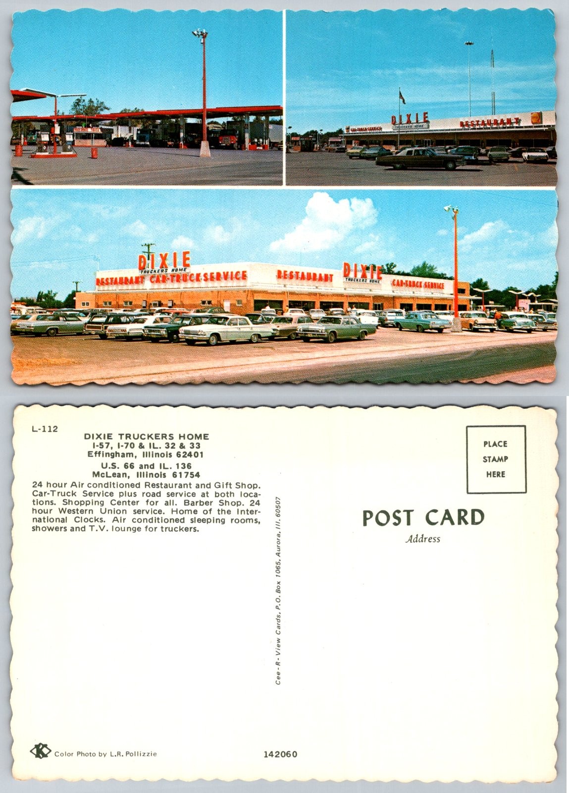 Continental Dixie Truckers Home Effingham McLean Illinois Truck Stop Postcard