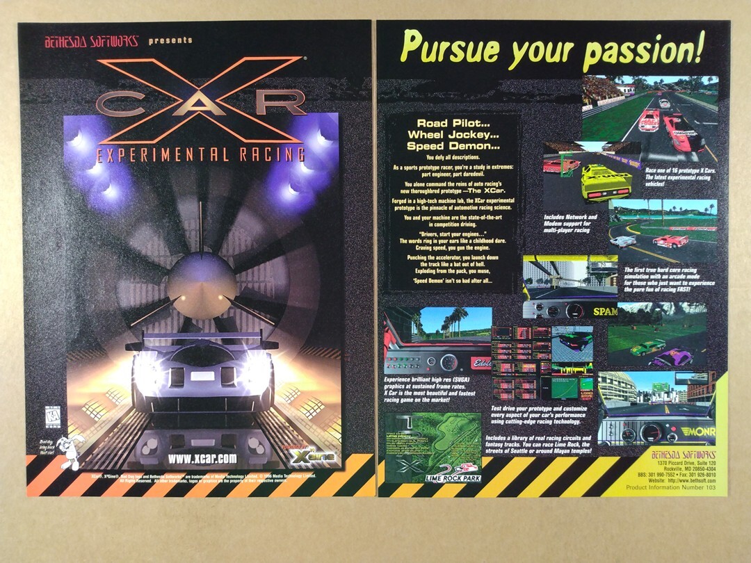 1997 Xcar Experimental Racing game promo vintage print Ad