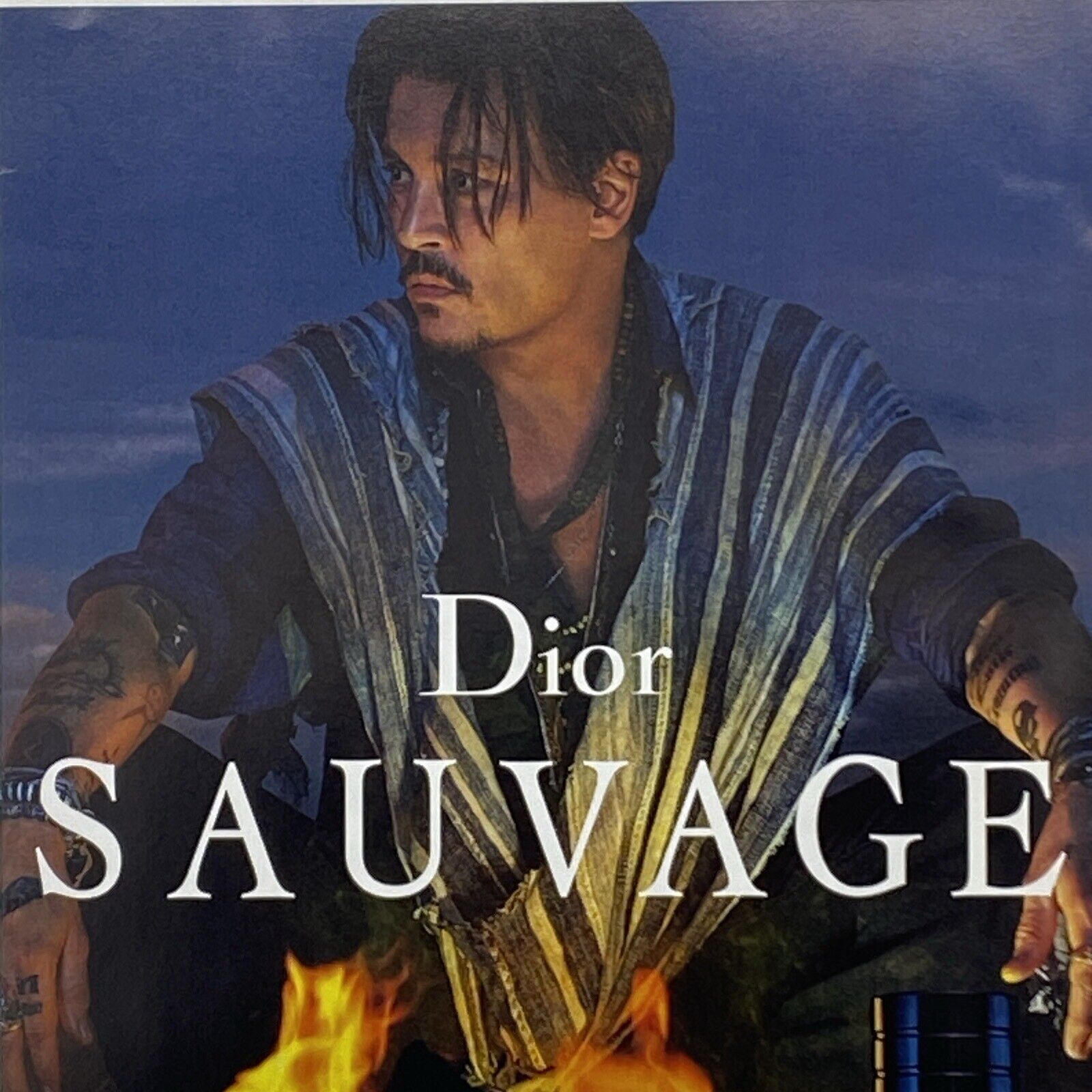 2020 Dior Sauvage Parfum Print Ad Johnny Depp Campfire Fragrance
