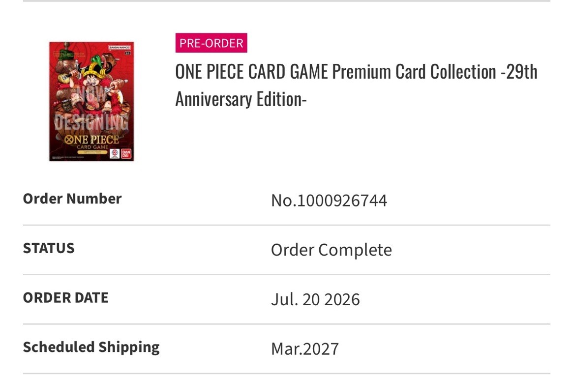 One Piece Monkey.D.Luffy 29th Anniversary Collection Pre Order March 2027 One Piece Monkey.D.Luffy 29th Anniversary Collection Pre Order March 2027