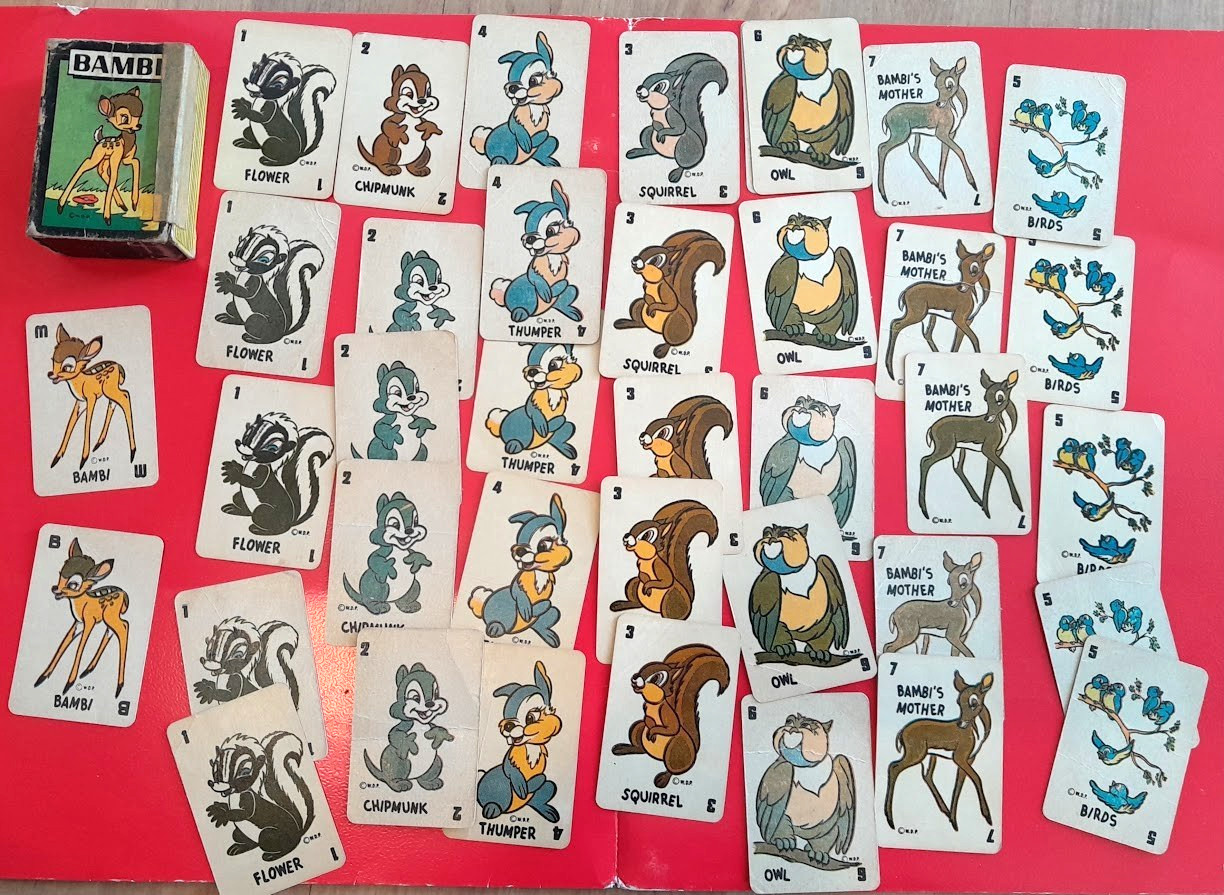 Vintage 1946 Disney Miniature Playing Card Game Set BAMBI Russell Mfg Vintage 1946 Disney Miniature Playing Card Game Set BAMBI Russell Mfg