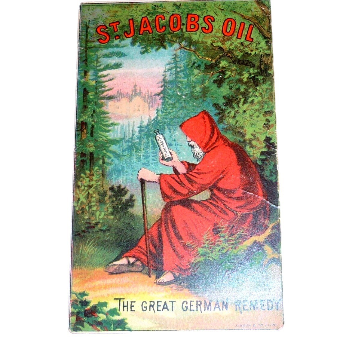 Antique St Jacobs Oil Trade Card The Great German Remedy Monk Red Robe Victorian Antique St Jacobs Oil Trade Card The Great German Remedy Monk Red Robe Victorian