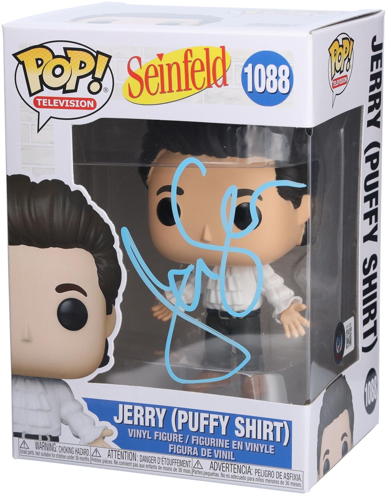 Jerry Seinfeld Autographed #1088 Funko Pop Signed in Light Blue Ink BAS