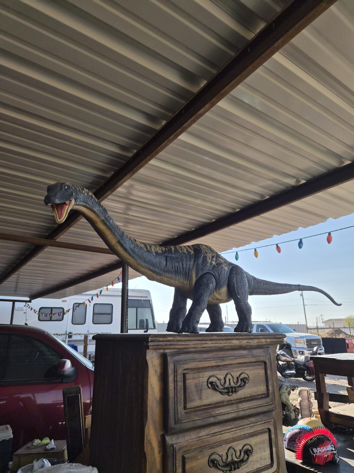 Long Neck Dinosaur Plastic Figurine Collectible w/ Jurassic Park Logo Tag