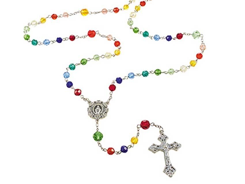 Rainbow Glass Bead Rosary (YC323) 20