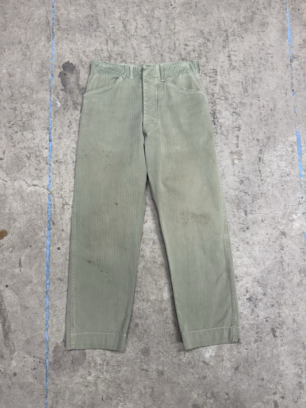 Vintage 1940s WW2 USMC P41 HBT Military Combat Pants Size 30x27 Vintage 1940s WW2 USMC P41 HBT Military Combat Pants Size 30x27
