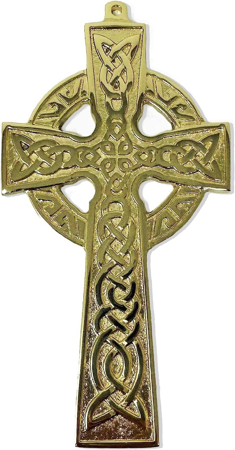 Exclusively Irish Celtic Wall Hanging Brass Cross Trinity Knot Design 5.3 x 2.7 Exclusively Irish Celtic Wall Hanging Brass Cross Trinity Knot Design 5.3 x 2.7