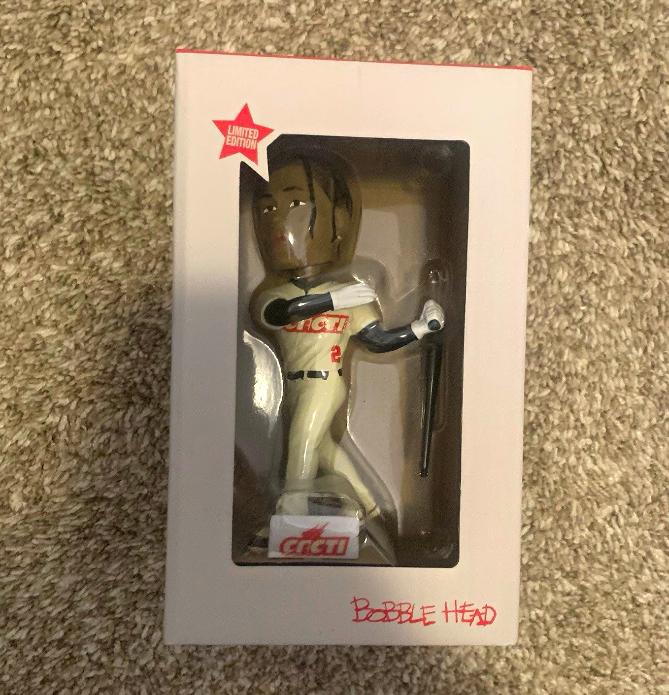 Cactus Jack Travis Scott Limited Edition Bobblehead Figure Plastic In Box Cactus Jack Travis Scott Limited Edition Bobblehead Figure Plastic In Box