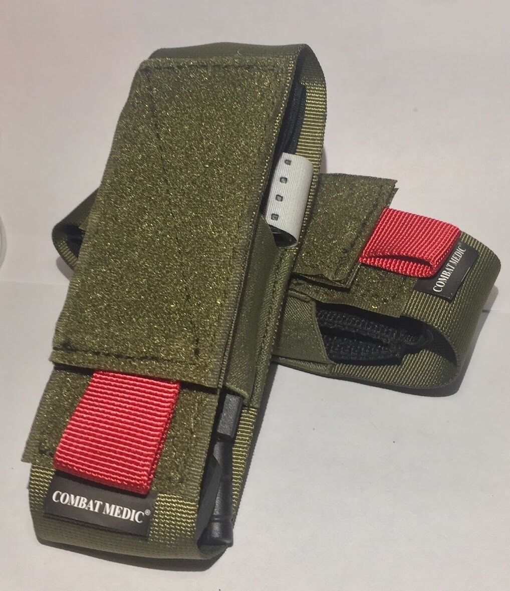 Two CAT / SOFT-T Tourniquet pouch case holders  Olive Drab w RED tab IFAK IPOK