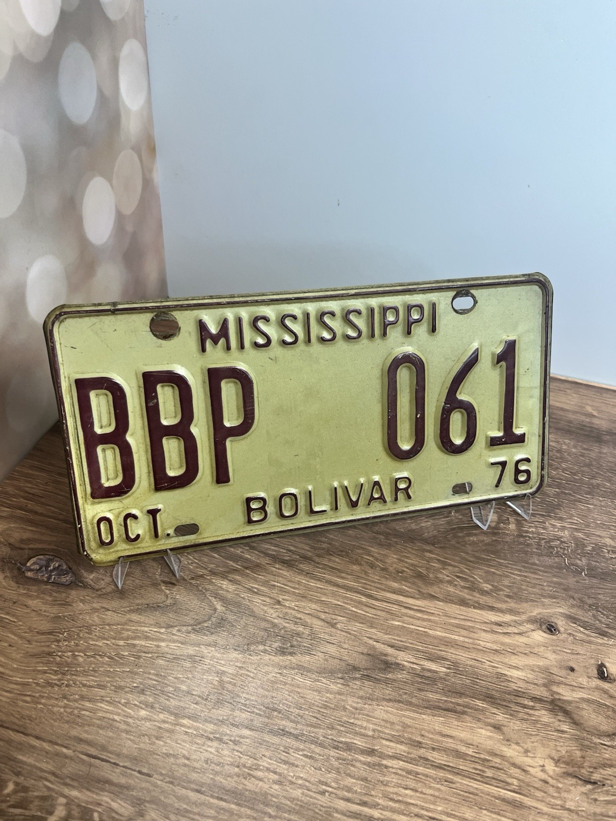 Vintage 1976 Mississippi Bolivar County License Plate (BBP 061) Oct-1976 Vintage 1976 Mississippi Bolivar County License Plate (BBP 061) Oct-1976
