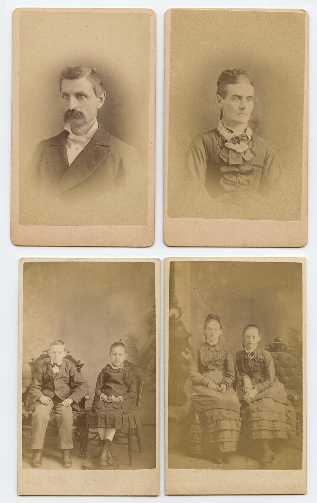 4 Antique CDV C.1870s Photographs Portraits of a Family A C Washburn Kincardine