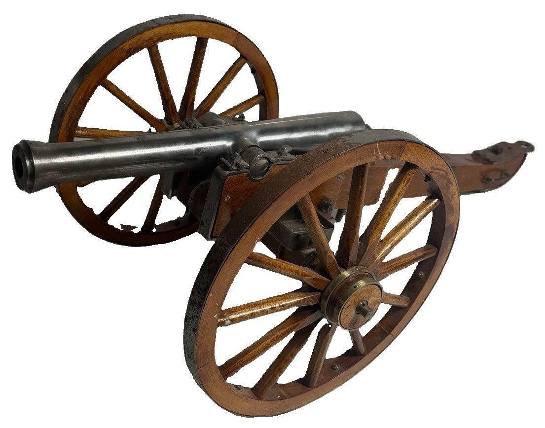 Vintage Jukar Spain .70 Caliber Black Powder Cannon Model Wooden Wheels