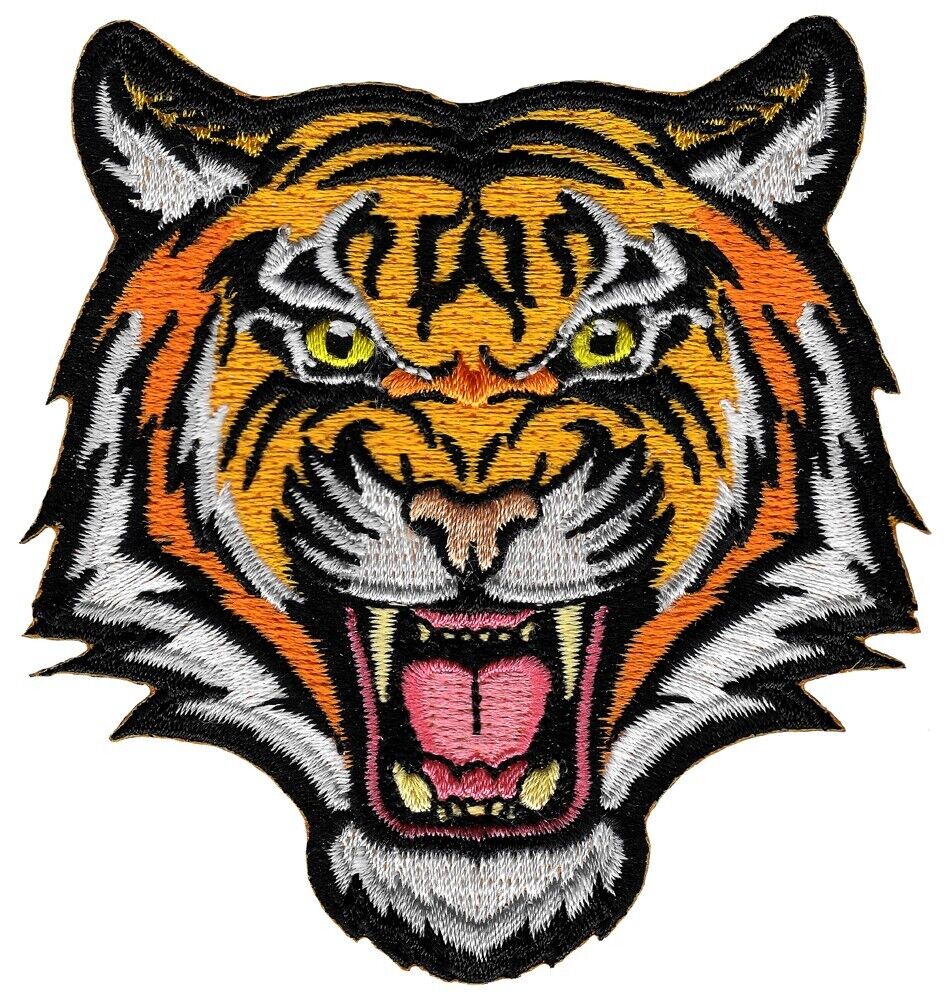 BENGAL TIGER iron-on PATCH embroidered ROARING WILD ANIMAL SOUVENIR APPLIQUE new