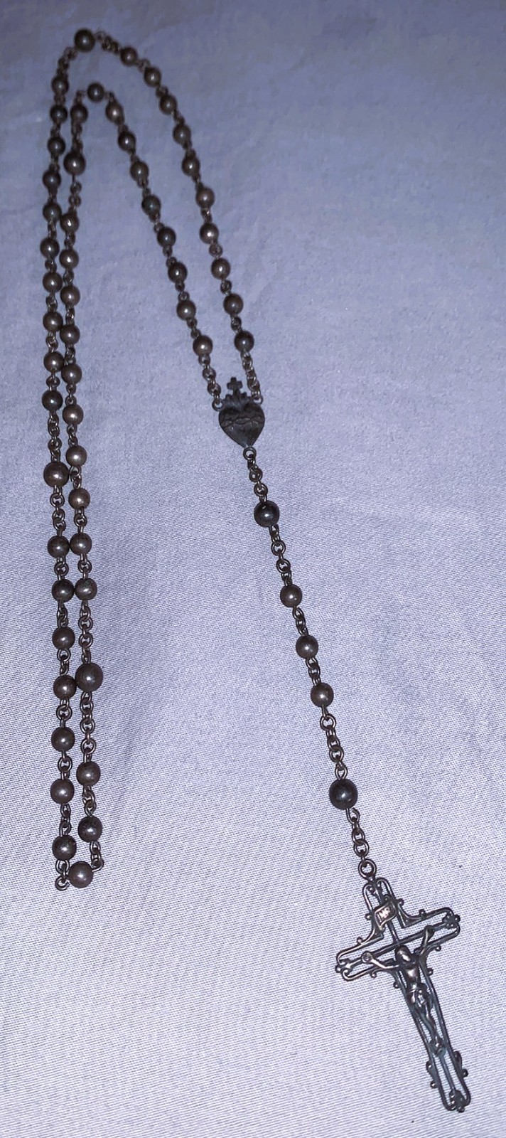 Nice Old Sterling Rosary Beads Sacred Heart of Jesus Medal Nice Old Sterling Rosary Beads Sacred Heart of Jesus Medal