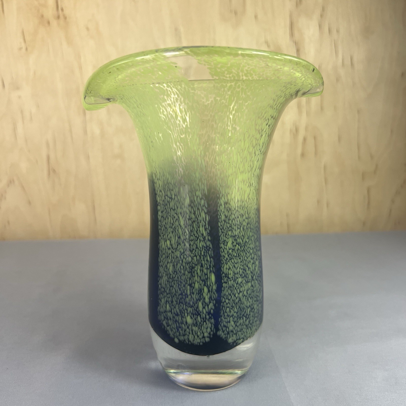 Vintage Teleflora Green Purple Speckled 8" Art Glass Vase Vintage Teleflora Green Purple Speckled 8" Art Glass Vase