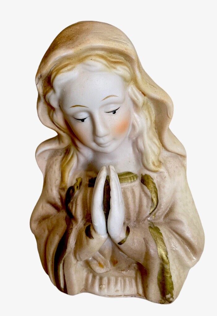 Vintage Virgin Mary Madonna Praying Hands Ceramic Figurine