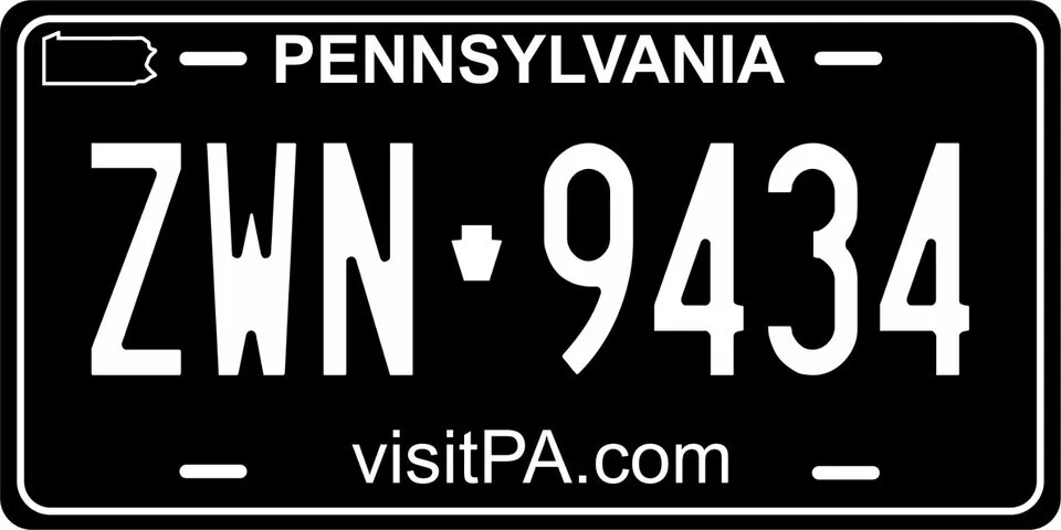 Pennsylvania Black Custom State License Plate Personalized 12"x6" Size Pennsylvania Black Custom State License Plate Personalized 12"x6" Size