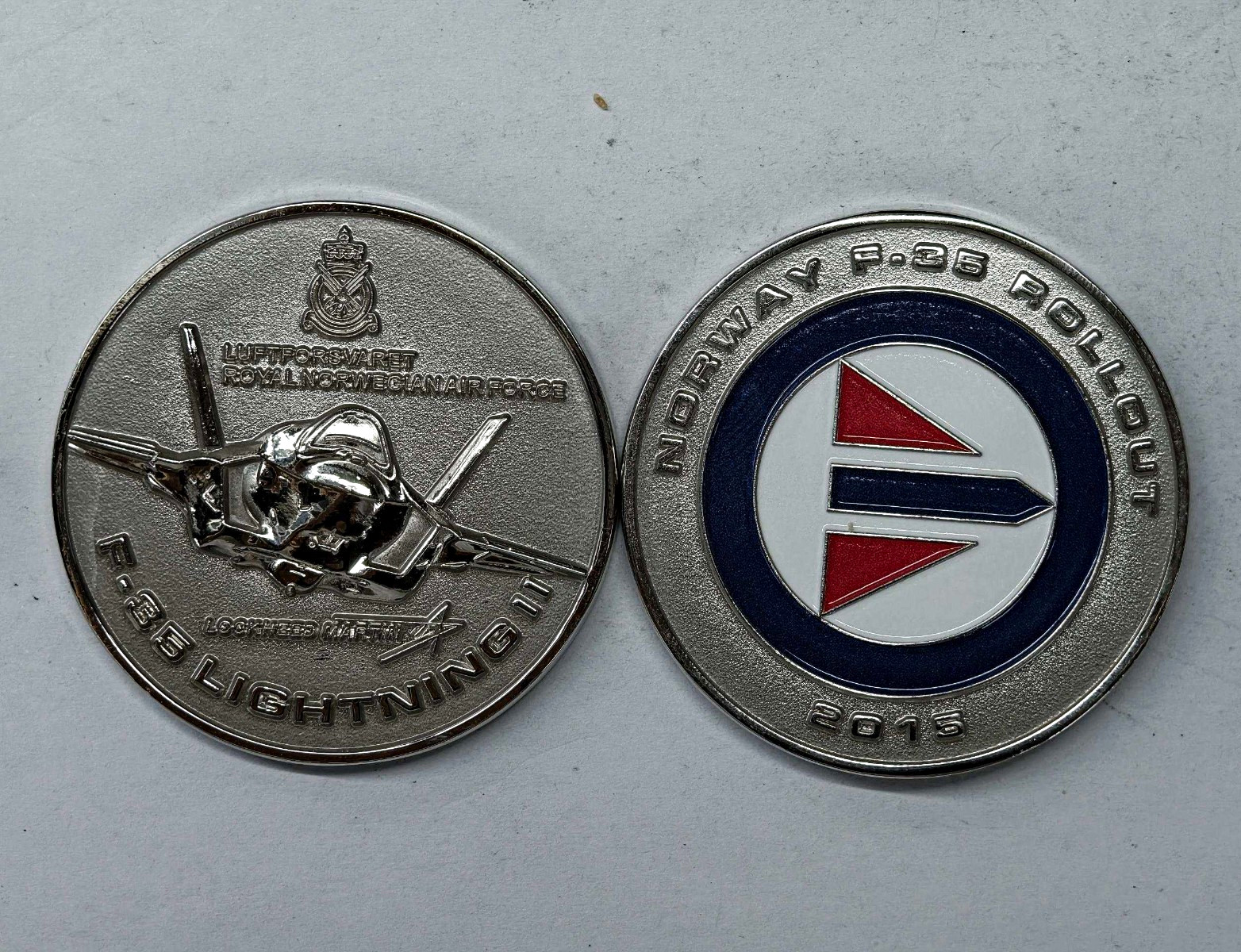 F-35 Lightning II Royal Norwegian Air Force Norway 2015 Rollout Challenge Coin F-35 Lightning II Royal Norwegian Air Force Norway 2015 Rollout Challenge Coin
