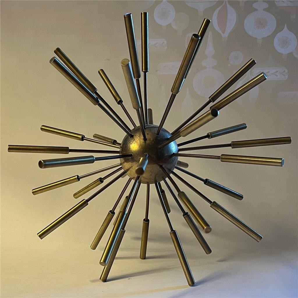 Brass Sputnik ATOMIC Starburst Sculpture 9.5” Mid Century MOD MCM Retro Vtg