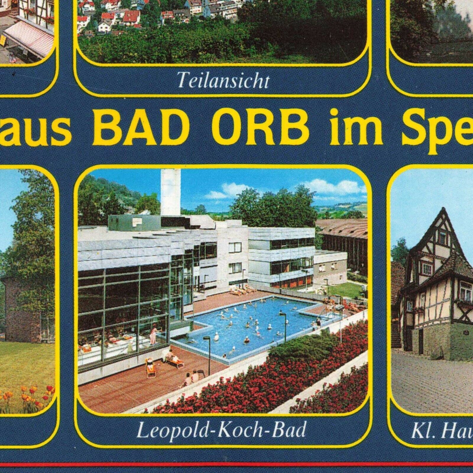 Bad Orb River Germany Chrome Spessart Multiview Thermae Village Pool Postcard