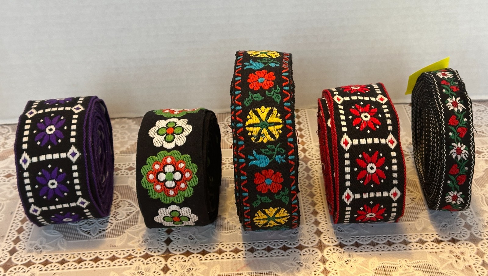 Fabric Trim Woven Boho Hippie Vintage 1970s Wide Fabric Trim Lot #2 Over 24 Yds Fabric Trim Woven Boho Hippie Vintage 1970s Wide Fabric Trim Lot #2 Over 24 Yds