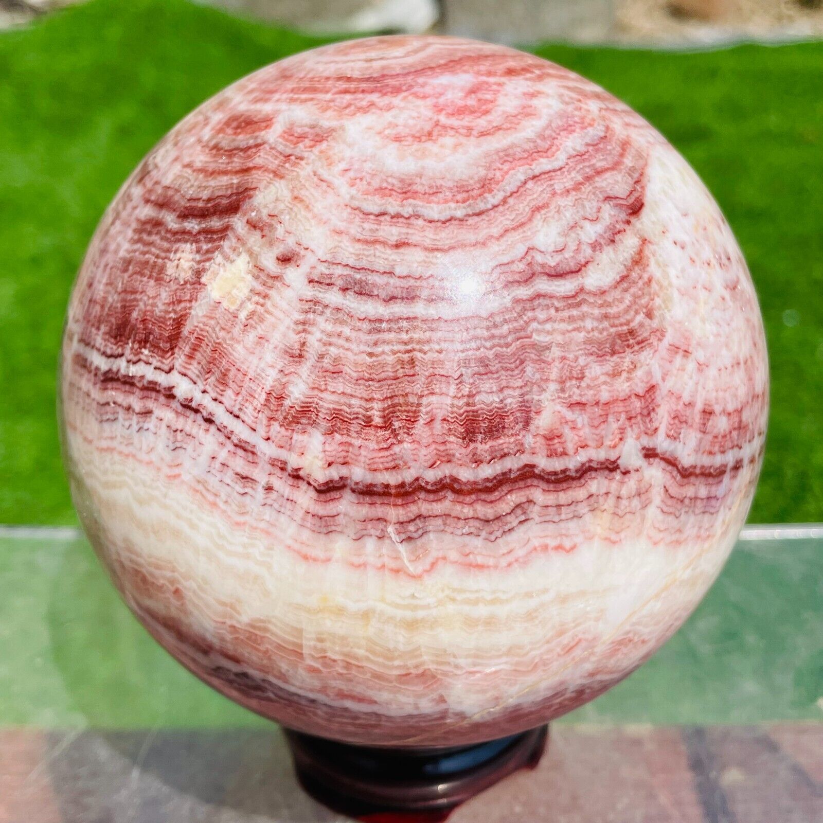 1995g Large Natural Red Rhodochrosite Pork Stone Ball Crystal Sphere Healing
