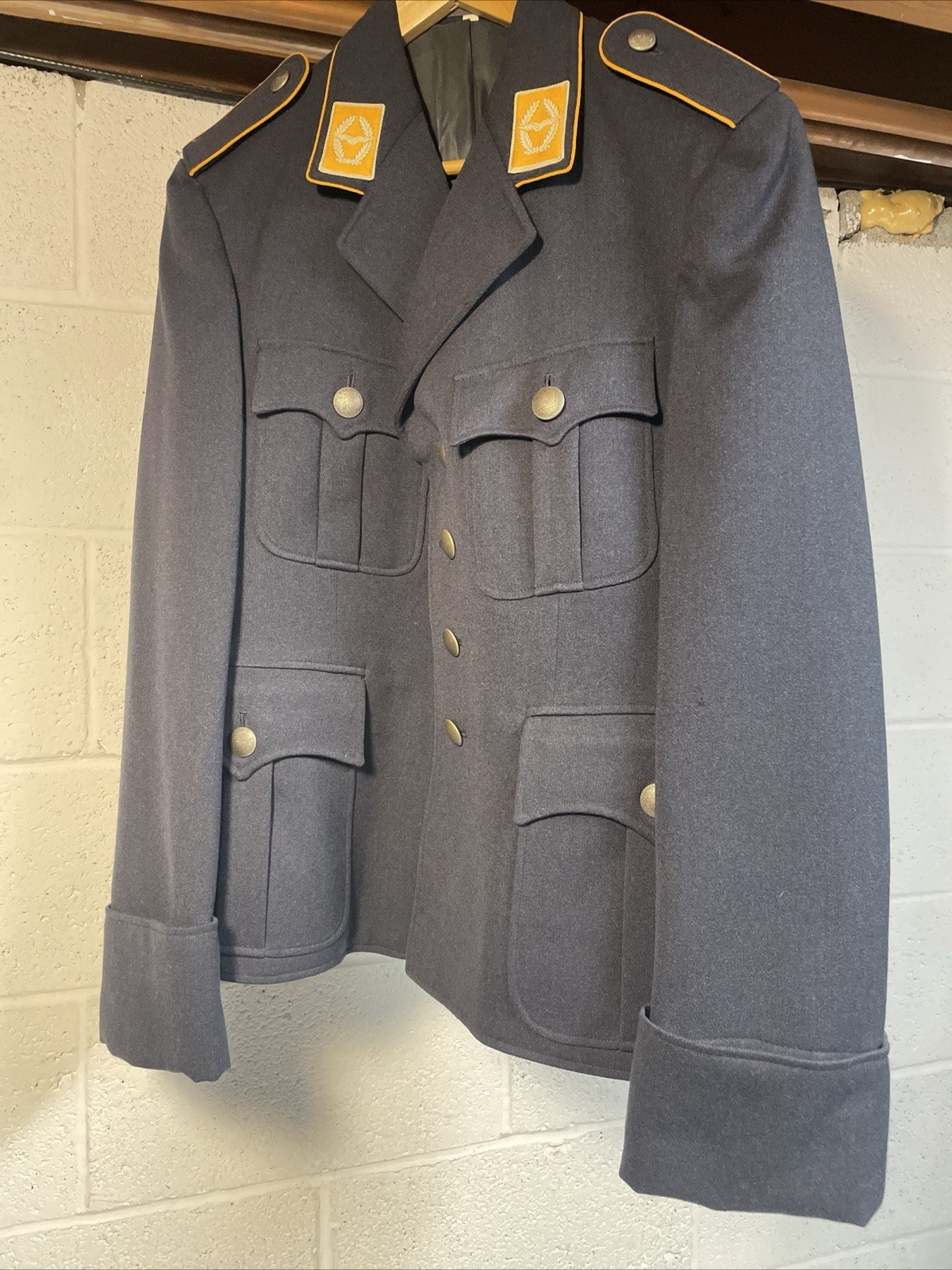 1965 West German Bundeswehr Luftwaffe Air Force Uniform Tunic Blue Wool Military