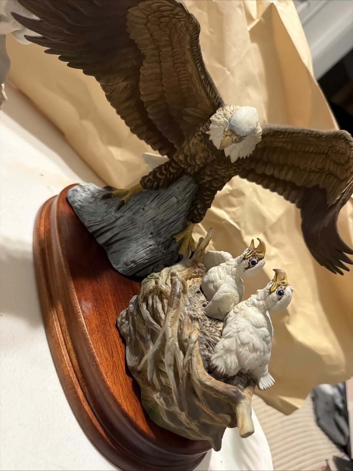 Vintage 1984 Andrea by Sadek Porcelain Bald Eagle & Chicks Figurine Set #7174