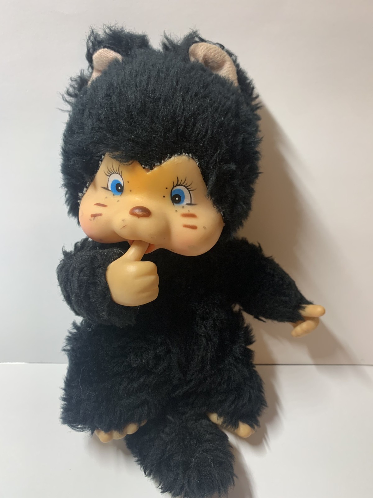 Vintage Monchhichi-style Cat -Thumb Sucking 7" - Rare HTF  1979