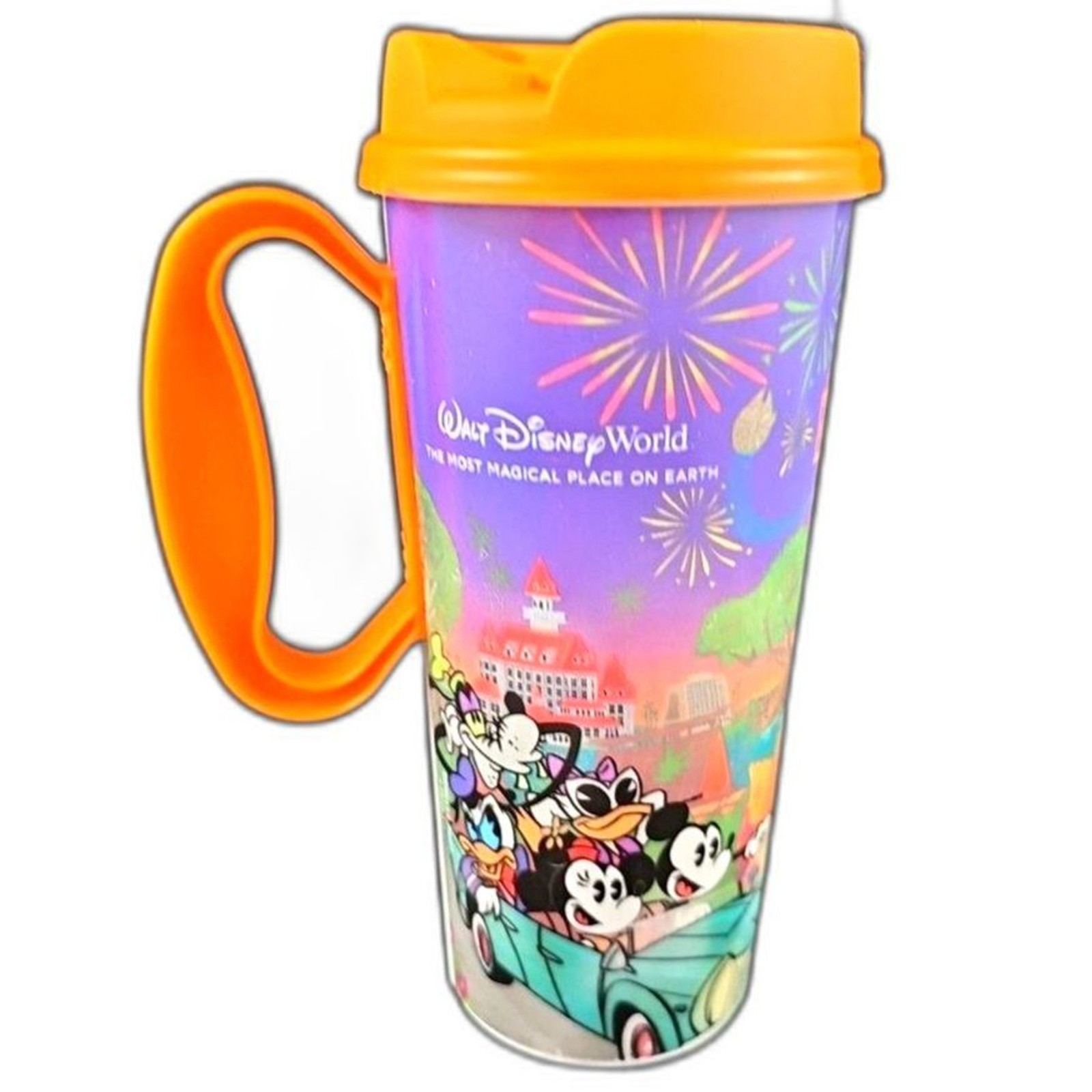 Disney World Resort Parks Rapid Fill Refillable Mug Cup with ORANGE Lid
