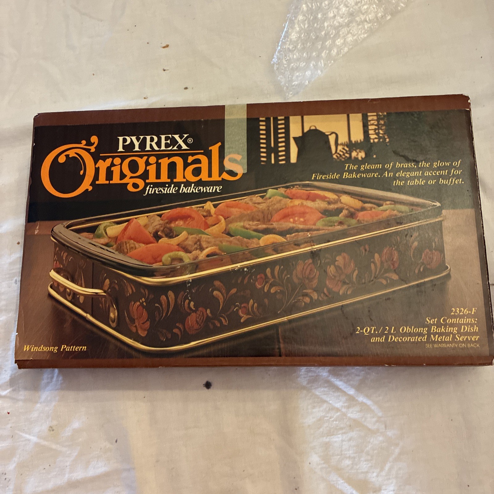 VTG Pyrex Original Fireside Bakeware 2326-F 2-Qt Oblong Baking Dish/Metal Server VTG Pyrex Original Fireside Bakeware 2326-F 2-Qt Oblong Baking Dish/Metal Server