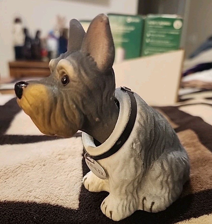 Russ Schnauzer Nodder Nodding Bobble Head Puppy Figurine 4" FP Russ Schnauzer Nodder Nodding Bobble Head Puppy Figurine 4" FP