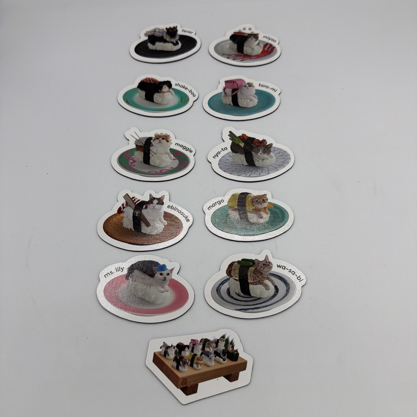COMPLETE SET OF 11 Cat Sushi Magnets SO CUTE well made buy individuals/full set COMPLETE SET OF 11 Cat Sushi Magnets SO CUTE well made buy individuals/full set