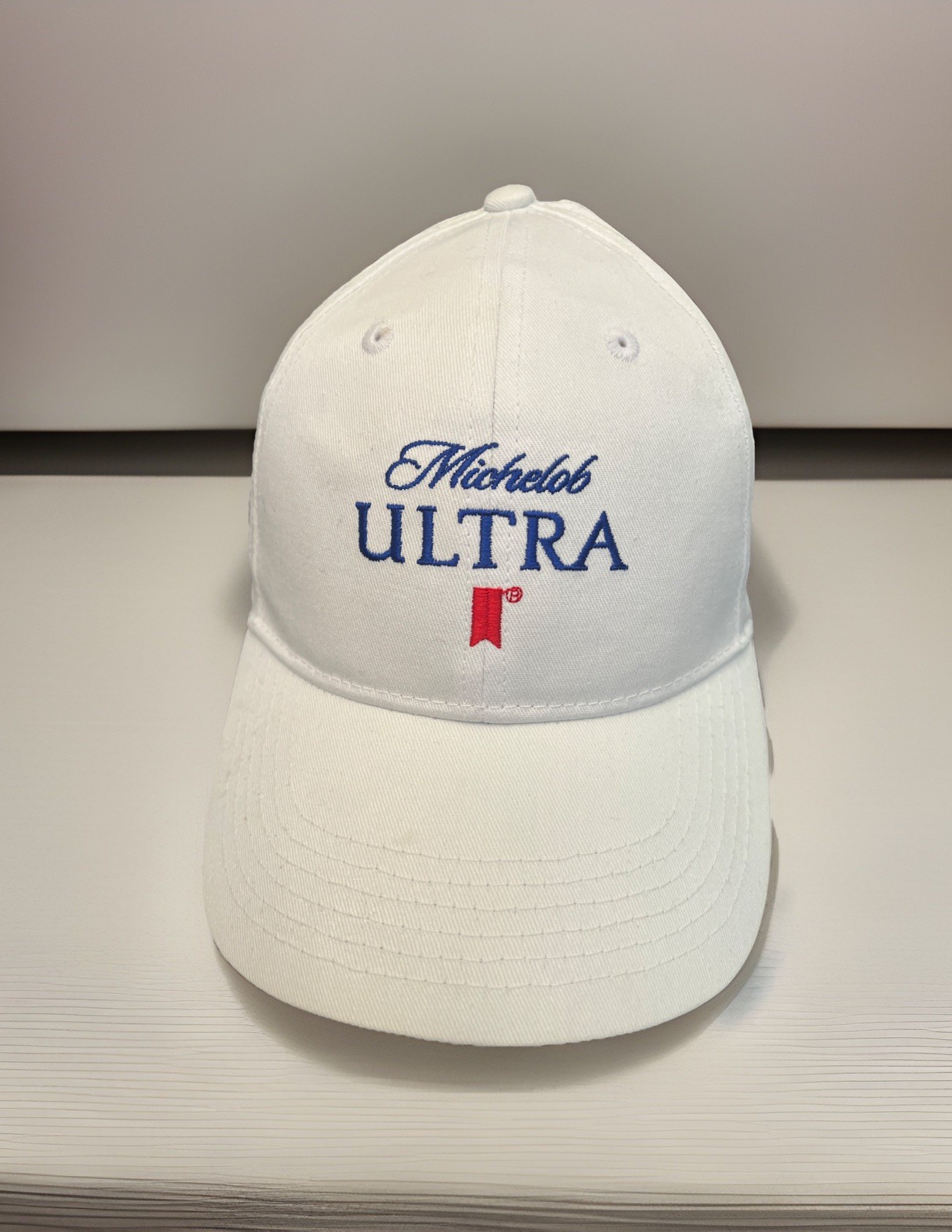 NWOT Michelob Ultra Beer Logo White 6 Panel Baseball Hat Cap All Cotton Snapback