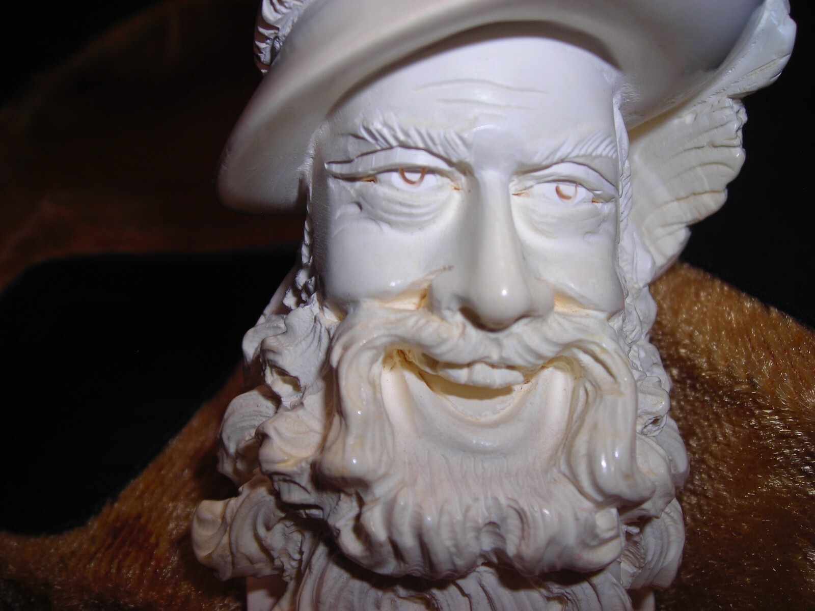 🔴UNSMOKED ARTIST ISMAIL OZEL MEERSCHAUM PIPE HAPPY CAVALIER HEAVY FACIAL DETAIL