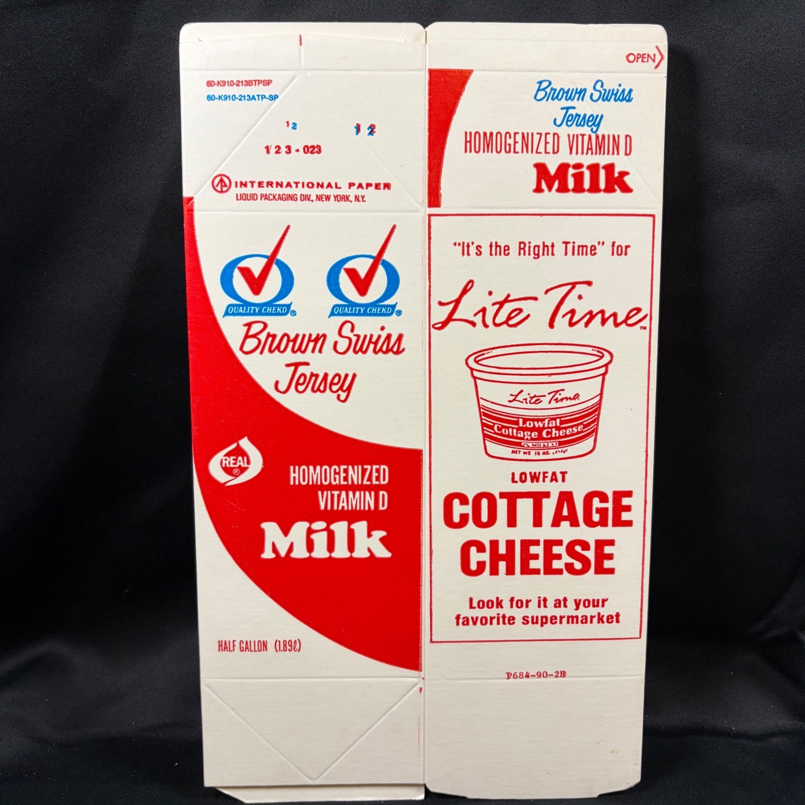 Vintage Brown Swiss Jersey Milk Half Gallon Carton NOS International Paper Co Vintage Brown Swiss Jersey Milk Half Gallon Carton NOS International Paper Co