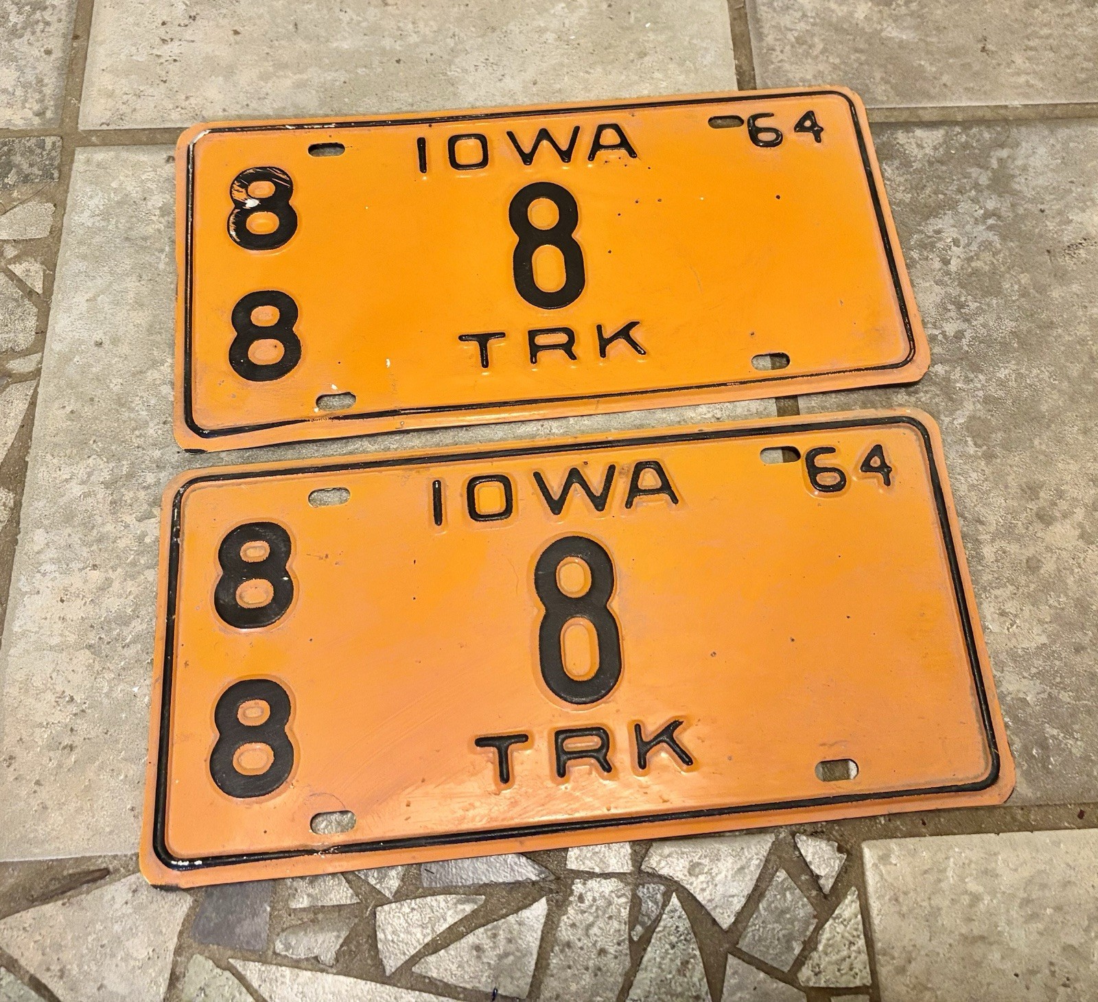 1964 IOWA Truck Low # 8, Union County 88 Pair License Plates 1964 IOWA Truck Low # 8, Union County 88 Pair License Plates