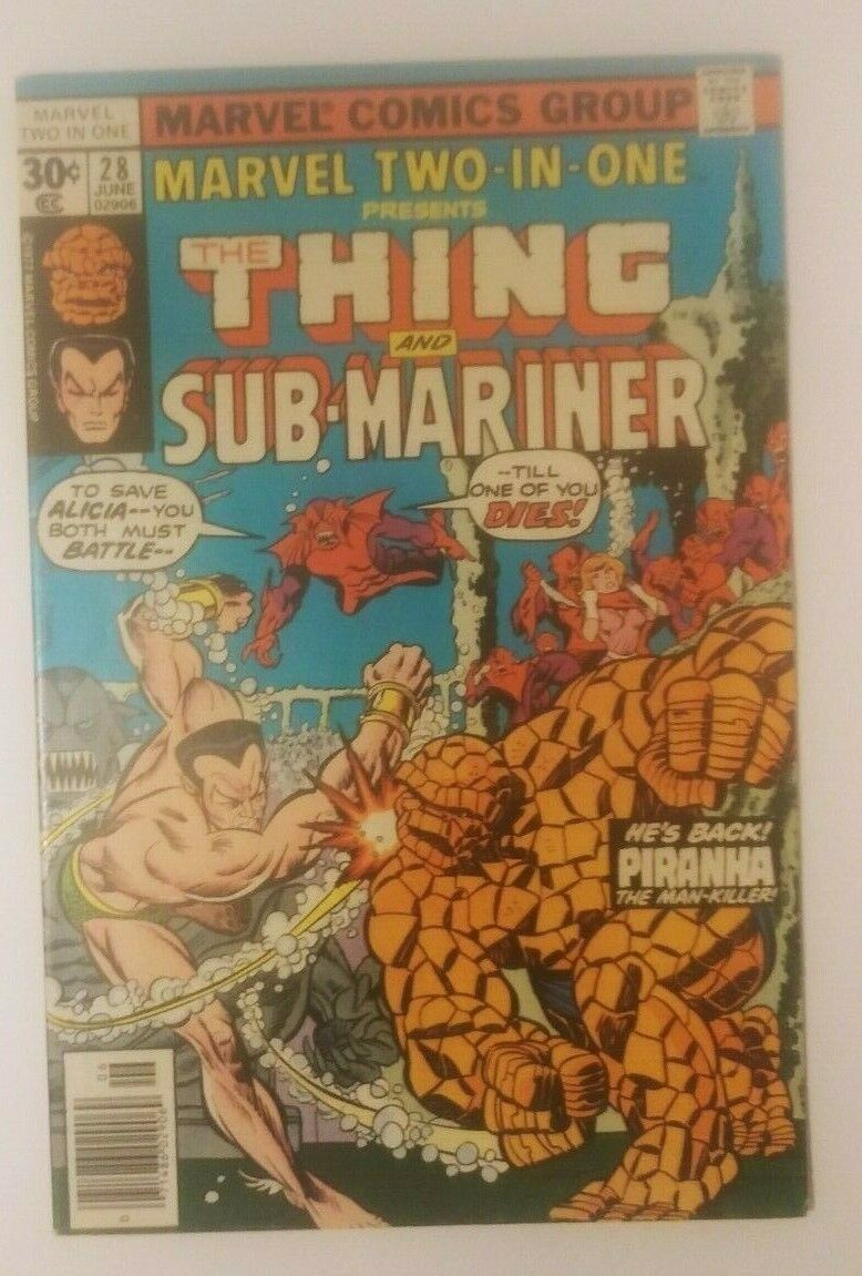 MARVEL TWO-IN-ONE #28 NEWSSTAND FN/VF 7.0 NEWSSTAND THING & SUB-MARINER  1 OWNER