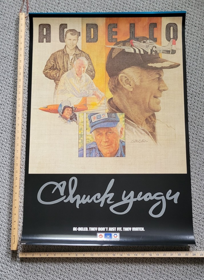 GM DELCO Poster: Chuck Yaeger GM-AC DELCO Promo Poster Chevrolet Olds Cadillac GM DELCO Poster: Chuck Yaeger GM-AC DELCO Promo Poster Chevrolet Olds Cadillac