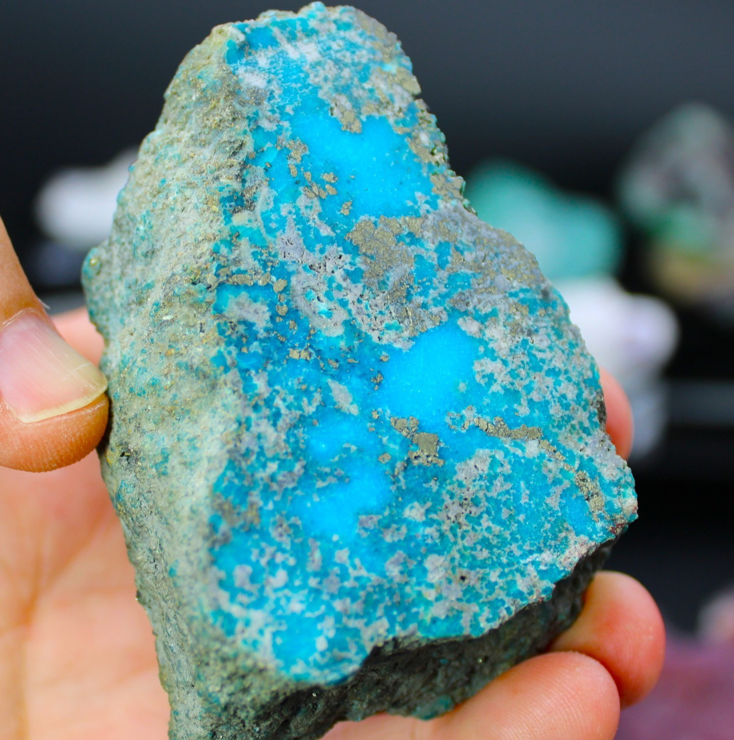 Amazing RARE Morenci Turquoise Rough 174g Arizona USA Natural Pyrite USA Dealer Amazing RARE Morenci Turquoise Rough 174g Arizona USA Natural Pyrite USA Dealer