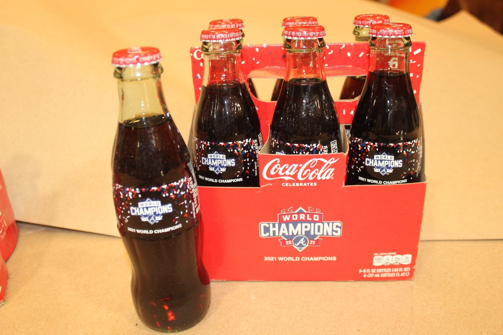 Atlanta Braves 2021 World Champions Coca-Cola Coke 8 ounce glass bottle - new Atlanta Braves 2021 World Champions Coca-Cola Coke 8 ounce glass bottle - new