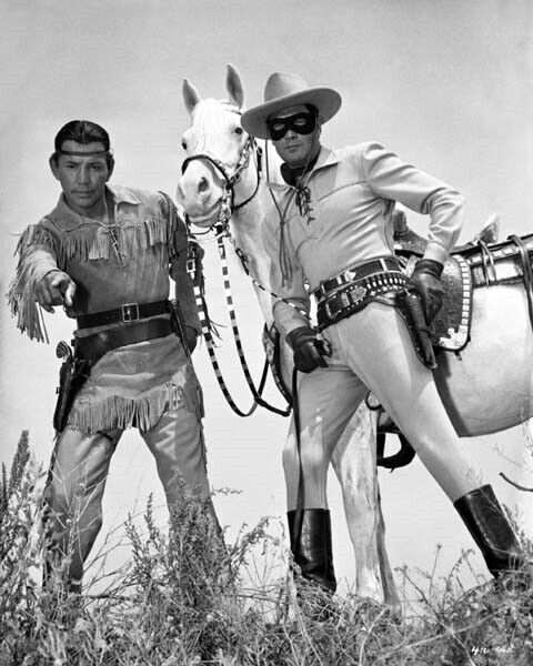 The Lone Ranger TV Clayton Moore holds Silver Jay Silverheels 24x36 poster