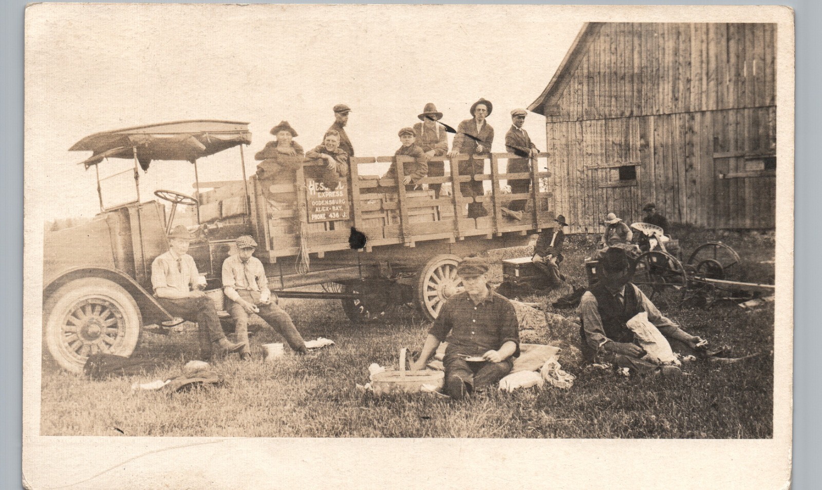 TRUCK MOVERS PICNIC ogdensburg ny real photo postcard rppc new york history TRUCK MOVERS PICNIC ogdensburg ny real photo postcard rppc new york history