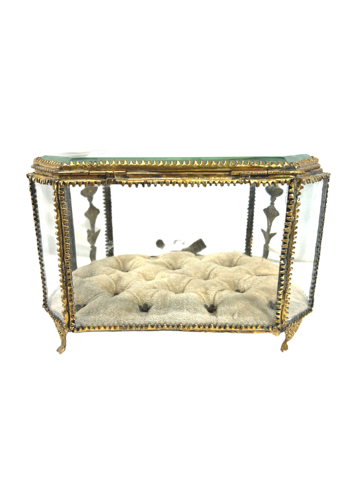 19th C Antique French Louis XVI Ormolu Beveled Glass Jewelry Casket Vitrine Box 19th C Antique French Louis XVI Ormolu Beveled Glass Jewelry Casket Vitrine Box