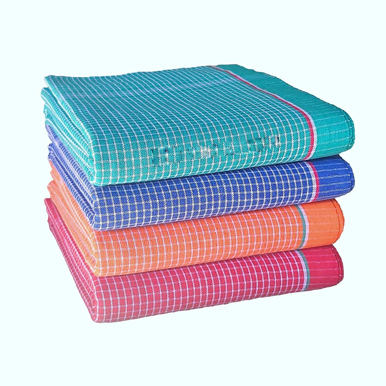 Cotton Gamcha Bath Towels Pack of 4 Multicolor (33 x 70 Inch) US Cotton Gamcha Bath Towels Pack of 4 Multicolor (33 x 70 Inch) US
