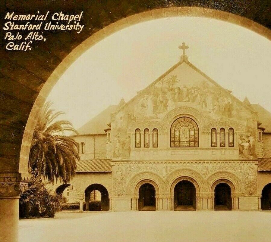 Vintage Palo Alto Ca. Postcard Memorial Chapel at Stanford U. Post Card RPPC