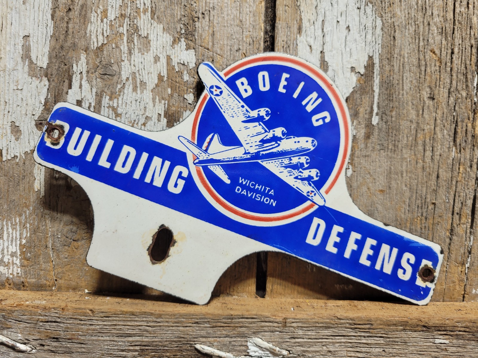 VINTAGE BOEING PORCELAIN SIGN RARE OLD AIRPLANE FIGHTER JET TAG TOPPER WICHITA VINTAGE BOEING PORCELAIN SIGN RARE OLD AIRPLANE FIGHTER JET TAG TOPPER WICHITA